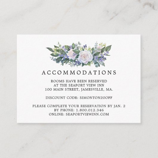 青紫白花のウェディングステイ エンクロージャーカード (正面)