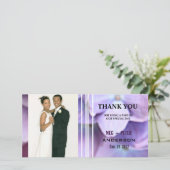 ©青紫色あじさい結婚の写真 サンキューカード (スタンド正面)