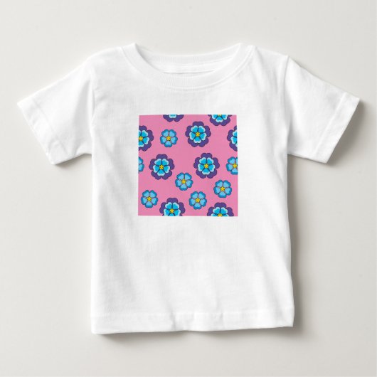 青紫色とピンクの花柄 ベビーTシャツ (正面)