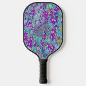 青紫色とホットピンク色の花が咲くアクアガーデン ピックルボールラケット (正面)