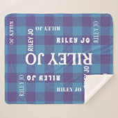 青紫色のパターン名素朴のコラージュ シェルパブランケット (正面(横))