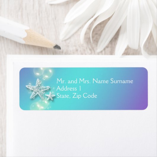 青紫色のヒトデの泡 ラベル (インサイチュ)