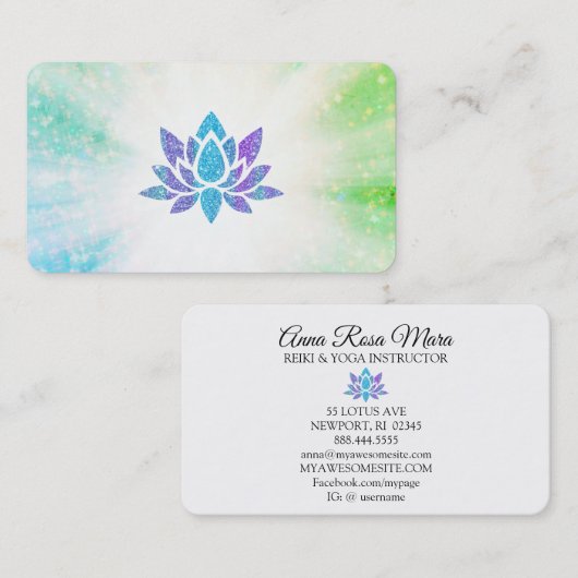 *~*青紫色のロータスレイの霊気エネルギー修復 名刺 (正面/裏面)