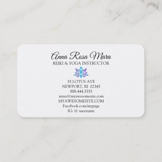 *~*青紫色のロータスレイの霊気エネルギー修復 名刺 (裏面)