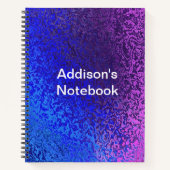 青紫色の光沢のあるルックパターン名の濃淡 ノートブック (正面)