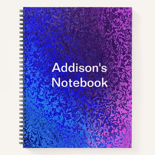 青紫色の光沢のあるルックパターン名の濃淡 ノートブック (正面)