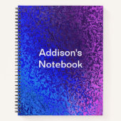 青紫色の光沢のあるルックパターン名の濃淡 ノートブック (正面)