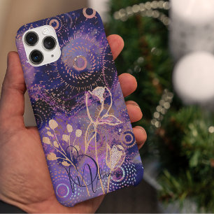 青紫色の円に花をデザイン Case-Mate iPhone 14 PROケース