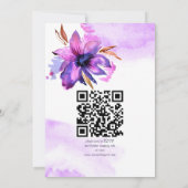 青紫色の水彩花結婚のテンプレート 招待状 (裏面)