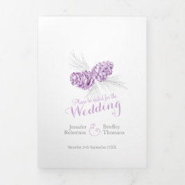 青紫色の灰色の冬の秋結婚の 三つ折りプログラム