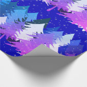 青紫色の白いクリスマスツリー星雪の青 ラッピングペーパー (角)