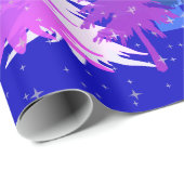 青紫色の白いクリスマスツリー星雪の青 ラッピングペーパー (ロールコーナー)