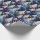 青紫色の白い木のクリスマスモダン ラッピングペーパー (角)