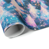 青紫色の白い木のクリスマスモダン ラッピングペーパー (ロールコーナー)