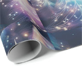 青紫色の白い木のクリスマスモダン ラッピングペーパー (ロールコーナー)