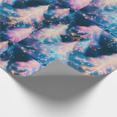 青紫色の白い木のクリスマスモダン ラッピングペーパー (角)