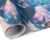 青紫色の白い木のクリスマスモダン ラッピングペーパー (ロールコーナー)