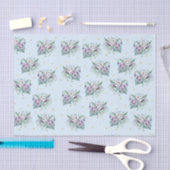 青紫色の花と金ゴールド点 薄葉紙 (クラフト)