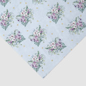 青紫色の花と金ゴールド点 薄葉紙 (詳細)