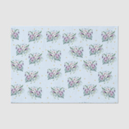 青紫色の花と金ゴールド点 薄葉紙