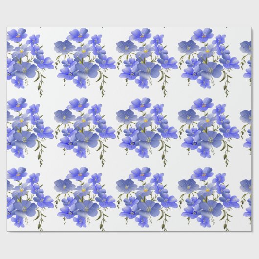青紫色の花のパターン ラッピングペーパー (フラット)