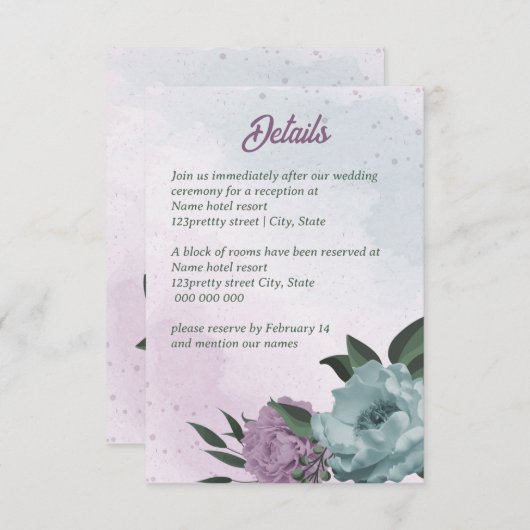 青紫色の花の植物性結婚植物 エンクロージャーカード (正面/裏面)