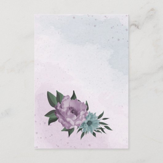 青紫色の花の植物性結婚植物 エンクロージャーカード (裏面)
