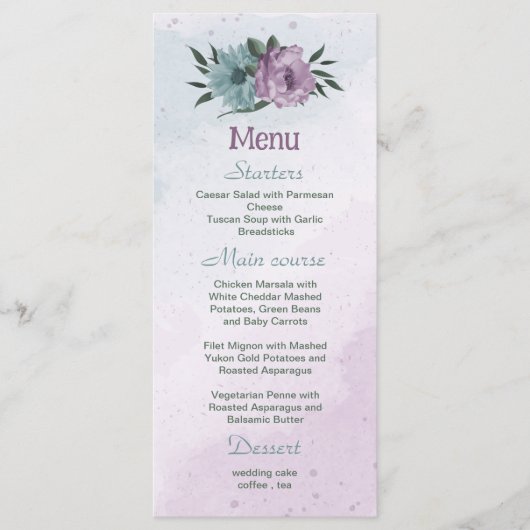 青紫色の花の植物性結婚植物 メニュー (正面)