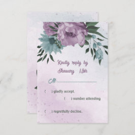 青紫色の花の植物性結婚植物 出欠カード