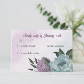 青紫色の花の植物性結婚植物 出欠カード (スタンド正面)