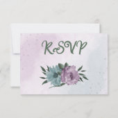 青紫色の花の植物性結婚植物 出欠カード (裏面)