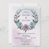 青紫色の花の植物性結婚植物 招待状 (正面)