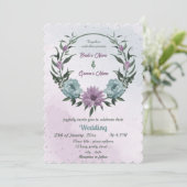 青紫色の花の植物性結婚植物 招待状 (スタンド正面)