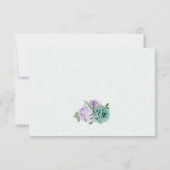 青紫色の花の緑の植物性の食事の選択 出欠カード (裏面)