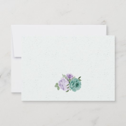 青紫色の花の緑の植物性の食事の選択 出欠カード (裏面)