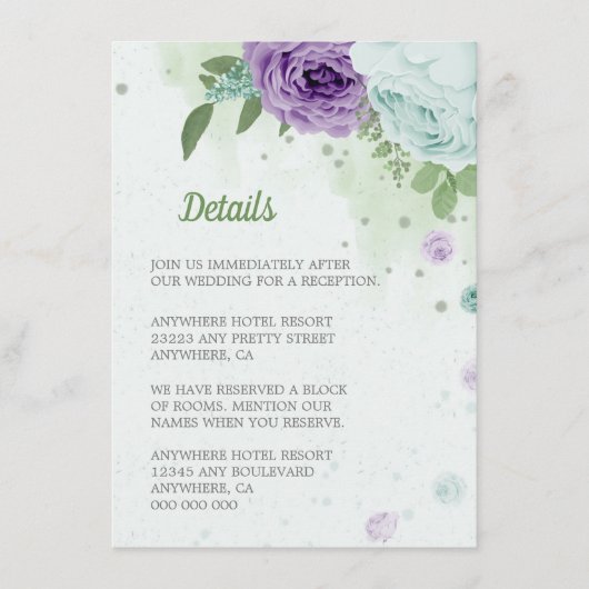 青紫色の花の緑の植物 エンクロージャーカード (正面)