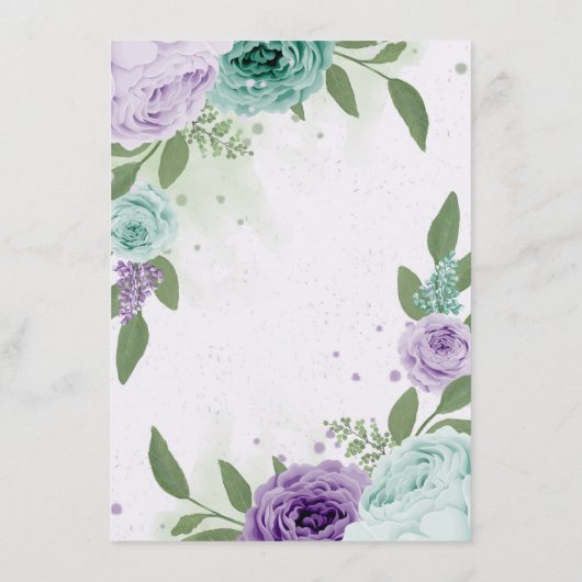 青紫色の花の緑の植物 エンクロージャーカード (裏面)