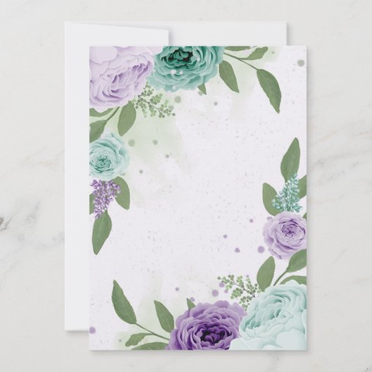 青紫色の花の緑の植物 セーブザデート (裏面)