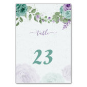 青紫色の花の緑の植物 テーブルナンバー (裏面)