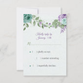 青紫色の花の緑の植物 出欠カード (正面)