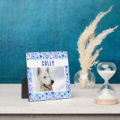 青紫色の花柄ペットドッグフォトキープサケ フォトプラーク (インサイチュ)