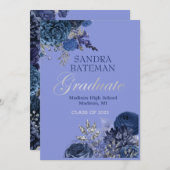 青紫色の花 |シルバー卒業パーティー 案内状 (正面/裏面)