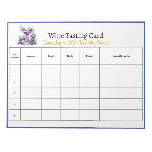 青紫色の誕生日パーティーの謎のワインを当てろ ノートパッド (正面)