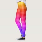 青紫色の赤いオレンジ色の黄色い格子模様 レギンス (左)