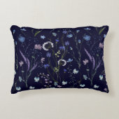 青紫色の野かわいらし花花柄 アクセントクッション (正面)