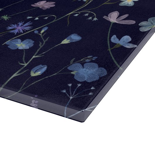 青紫色の野かわいらし花花柄 カッティングボード (角)