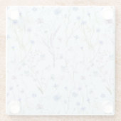 青紫色の野かわいらし花花柄 ガラスコースター (裏面)