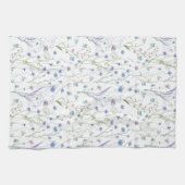 青紫色の野かわいらし花花柄 キッチンタオル (横)