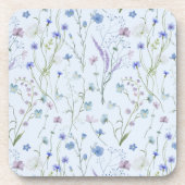青紫色の野かわいらし花花柄 コースター (正面)