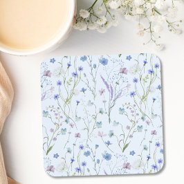 青紫色の野かわいらし花花柄 コースター